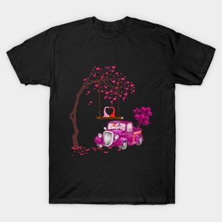 Purple Car Drives Love on Valentine Day Costume Gift T-Shirt